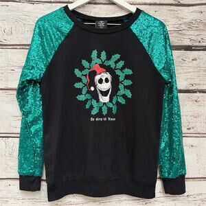 DISNEY The Nightmare Before Christmas Jack Skellington Sequin Sweater Sz M